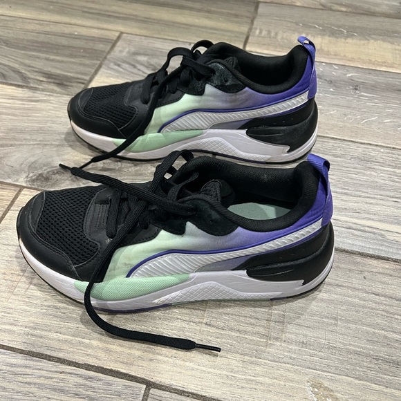 Puma X-Ray Fade EUC Shoes Size 7.5 Purple Mint Green and Black Soft Foam - Picture 2 of 6